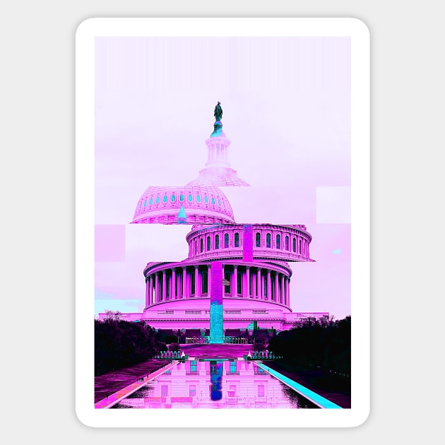 Washington DC Obelisk Washington Monument Capitol Building Glitch Art Sticker by GLITCH.HUB